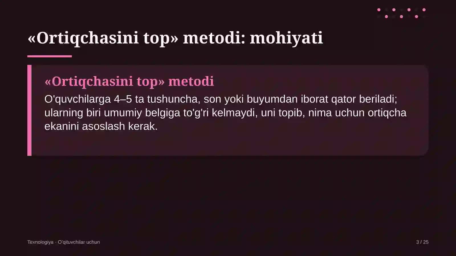 texnologiya darslarida ortiqchasini top metodidan foydalanish 4435 3