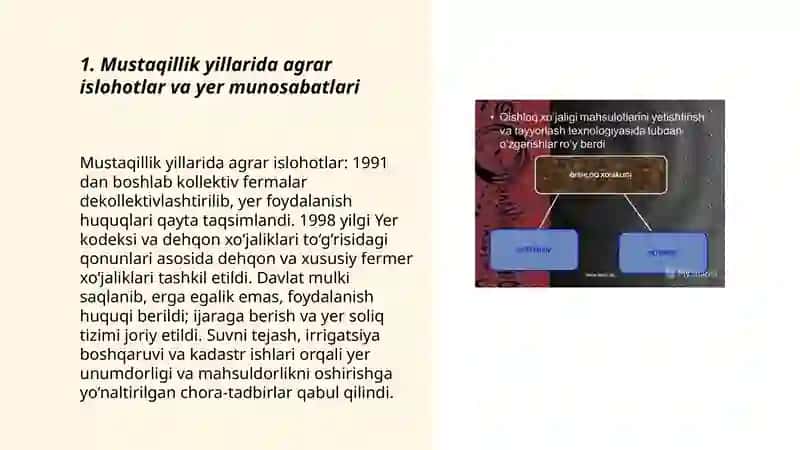 Mustaqillik yillarida qishloq xo'jaligi va sanoat sohasidagi o'zgarishlar 3