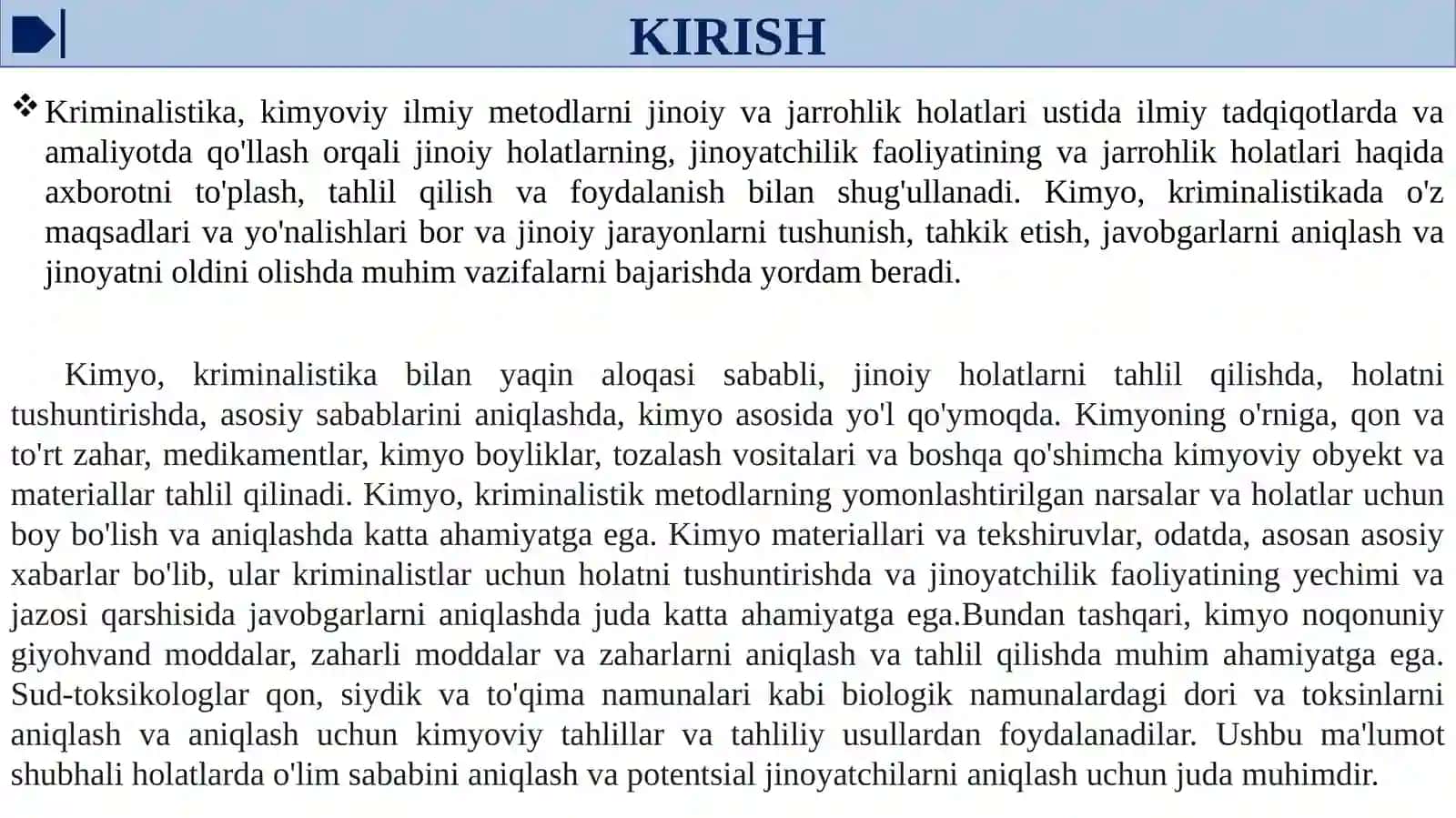 Kriminalistikada kimyoning o'rni 3