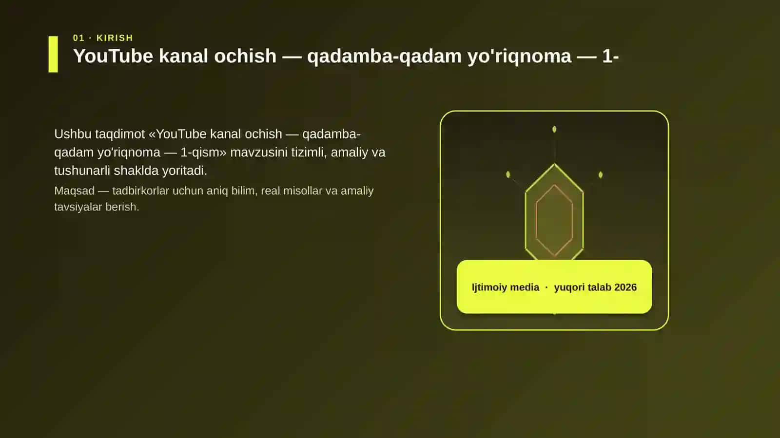 YouTube kanal ochish — qadamba-qadam yo'riqnoma — 1-qism 3