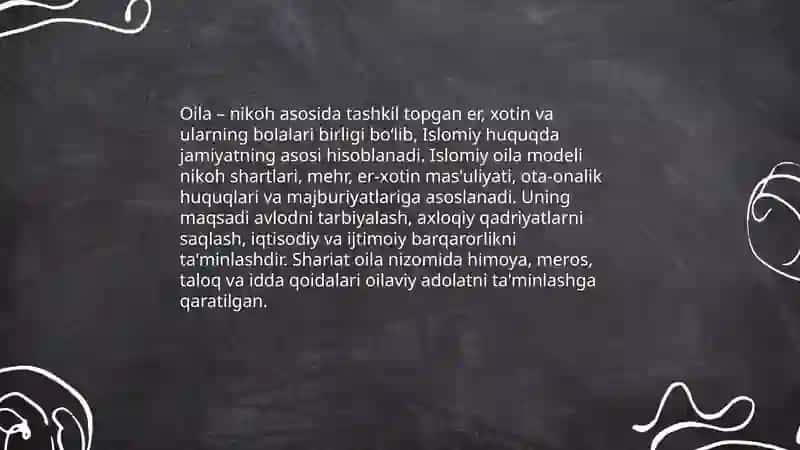 Islom huquqshunosligida oila,nikoh,taloq,idda,zihor tushunchalari 3