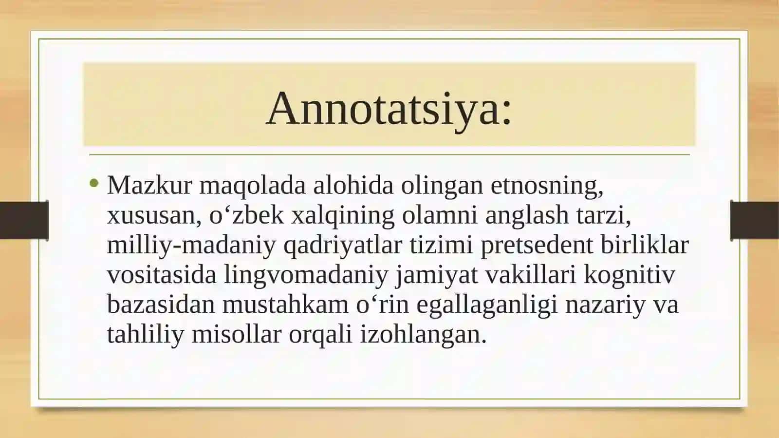 Olamning lisoniy manzarasi: pretsedent birliklar ifodasi 3