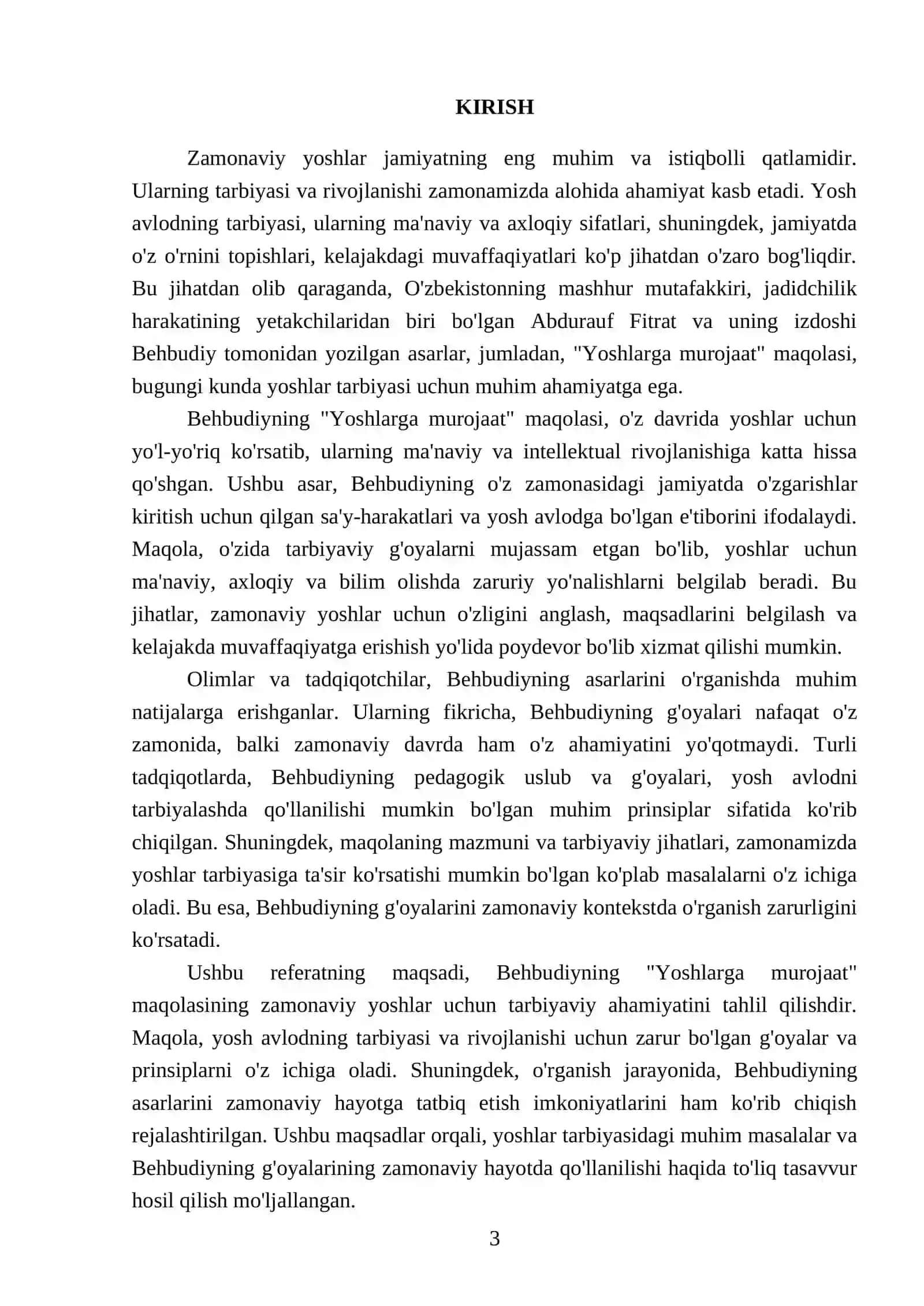 Behbudiyning "yoshlarga murojaat" maqolasini zamonaviy yoshlar uchun tarbiyaviy ahamiyati 3