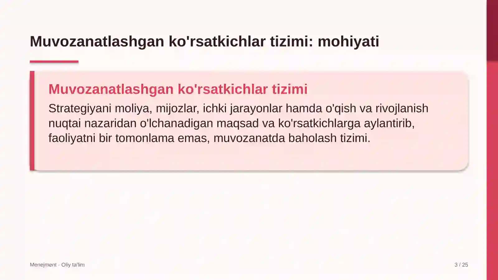 zargarlik sanoatida muvozanatlashgan ko'rsatkichlar tizimi 1232 3
