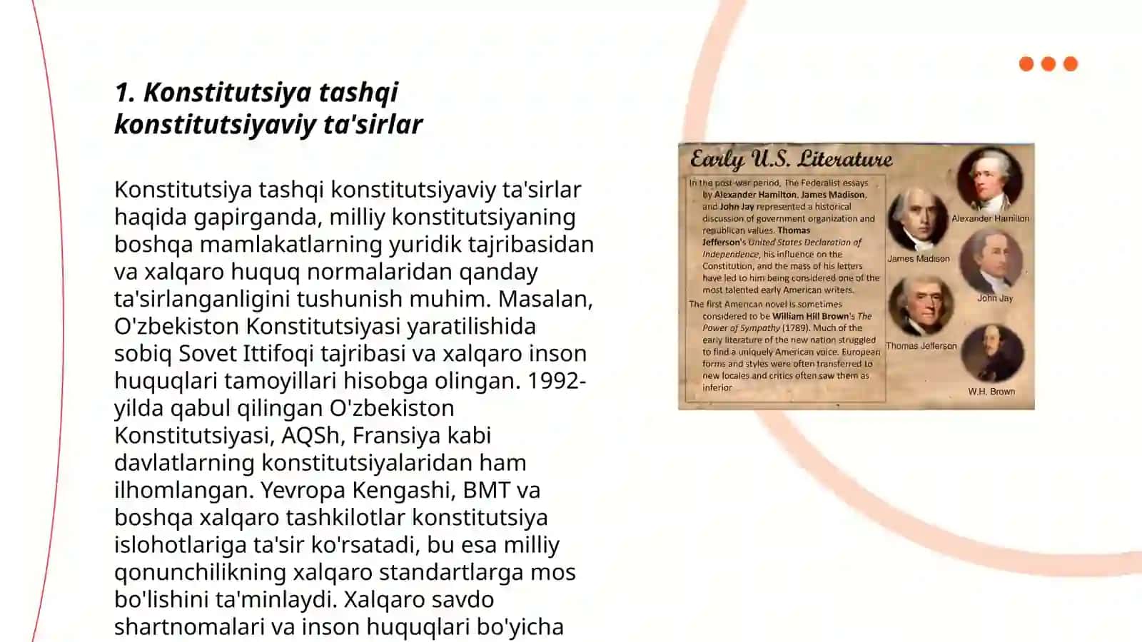 Konstitutsiyada jahonkonstitutsiyaviy rivojlanishtajribalari hamda milliyqadriyatlarning aks etishi 3