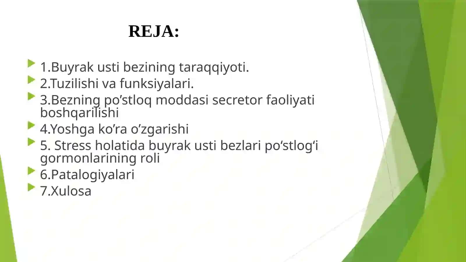 Buyrak usti bezi va stress holatida buyrak usti bezlari po’stlog’i garmonlarining roli. 3