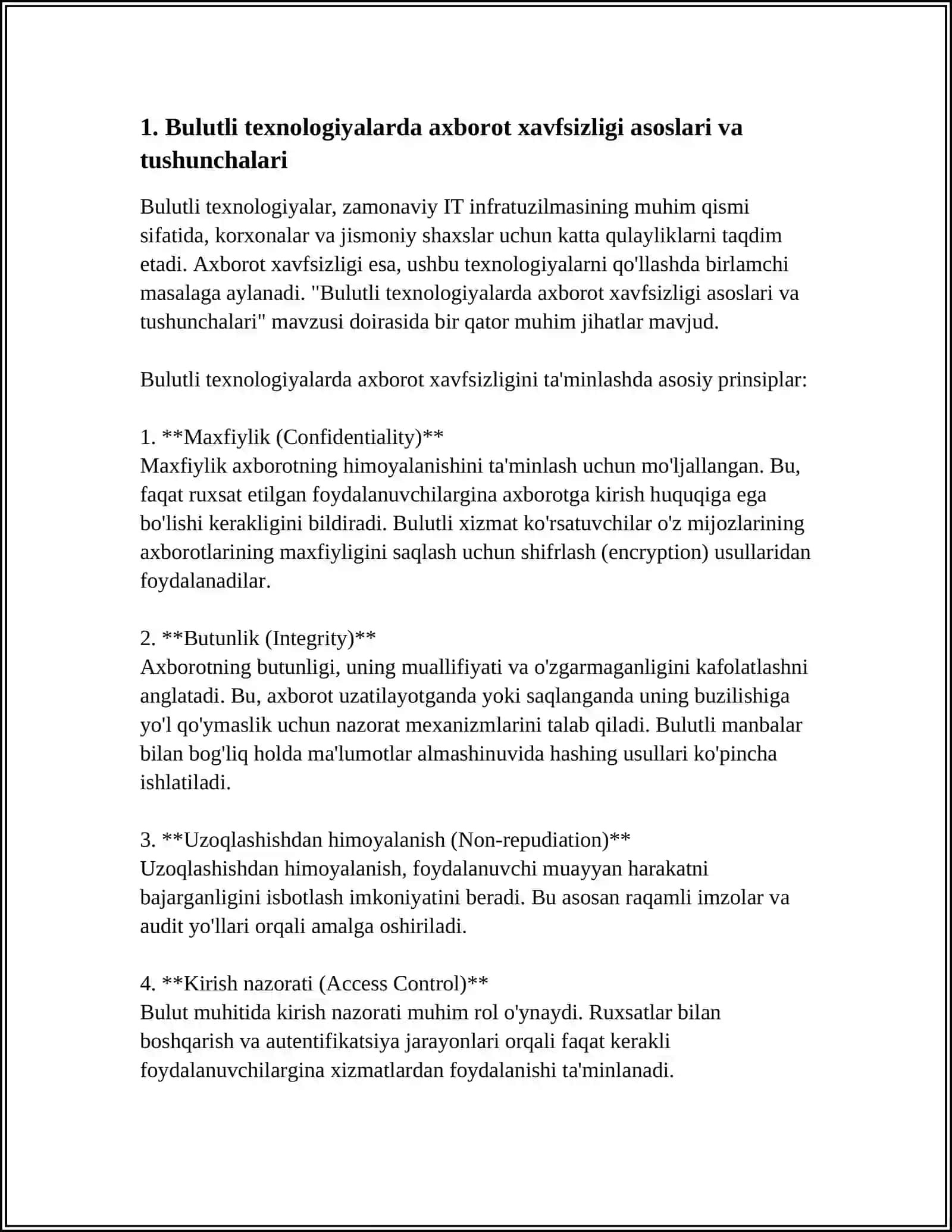 BULUTLI TEXNOLOGIYALARDA AXBOROT XAVFSIZLIGI TAʼMINLASH 3