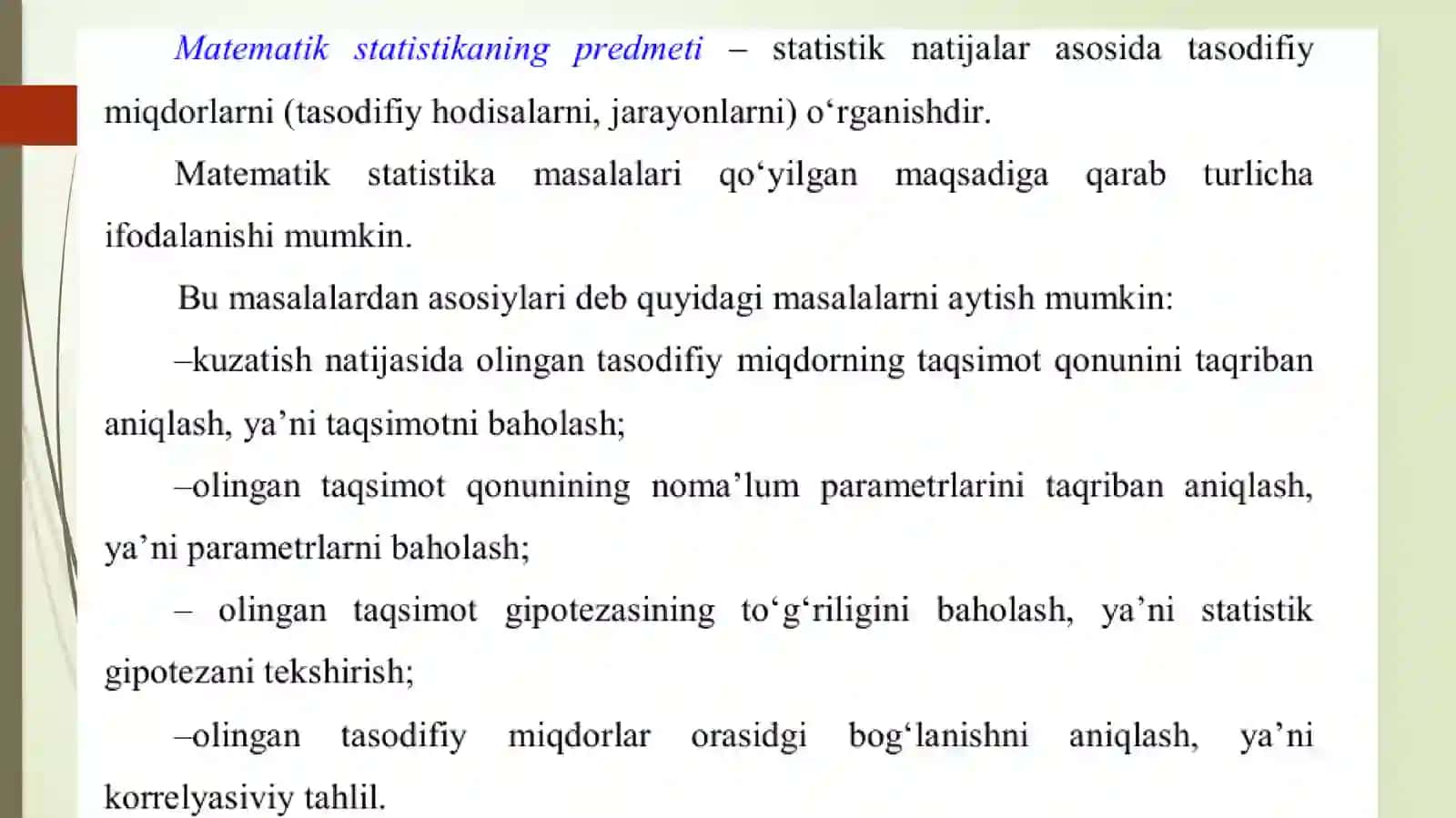 MATEMATIKA STATISTIKA ELEMENTLARI 3