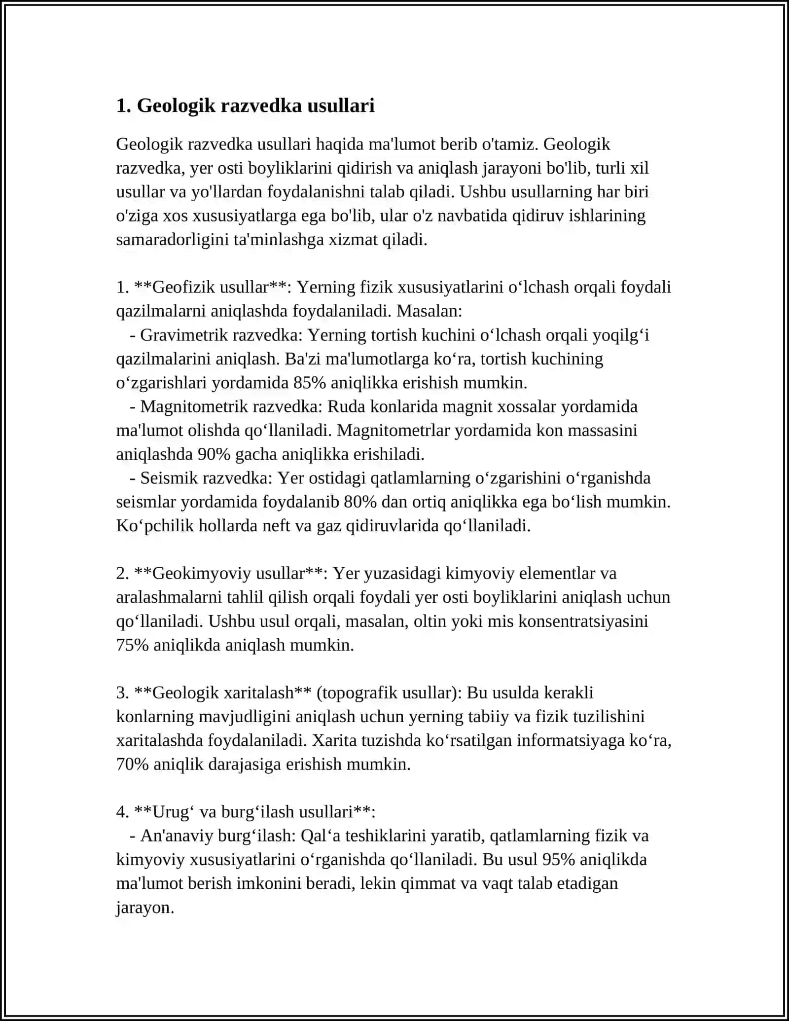 Geologik Qidiruv va Razvedka Qilish 3