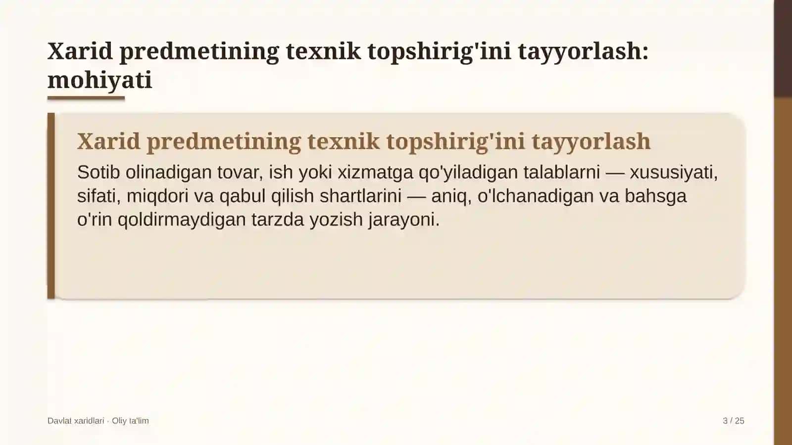 g'allachilikda xarid predmetining texnik topshirig'ini tayyorlash 9064 3