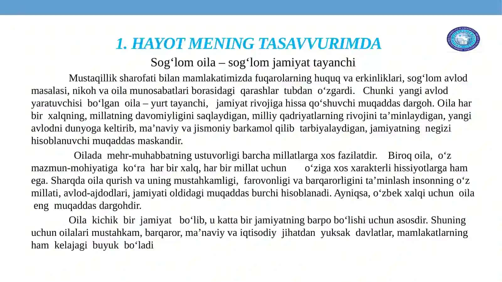 HAYOT MENING TASAVVURIMDA. BOLAJAK KASBIM. DIALOGIK MATN VA UNING TURLARI 3