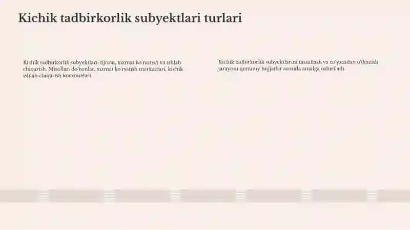 Kichik tadbirkorlik subyektlari turlari va ularning qonuniyati 3