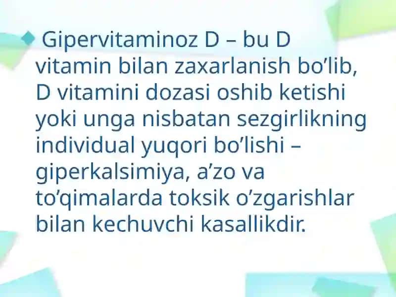 RAXITSIMON KASALLIK GIPERVITAMINOZ- D 3
