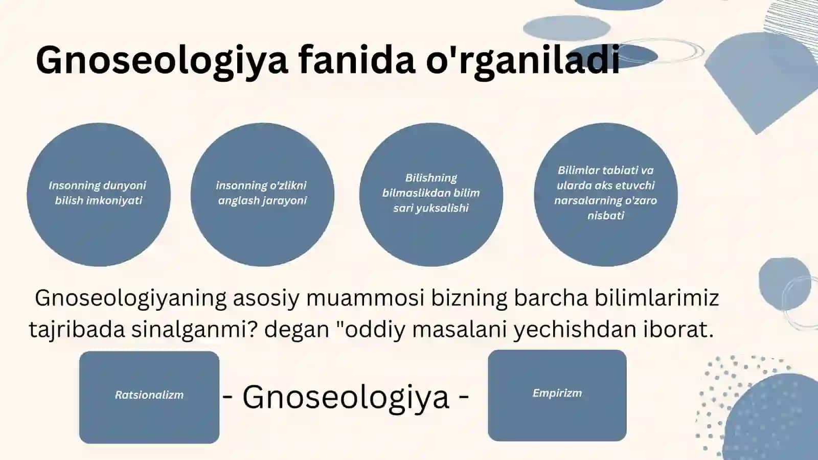 Bilish nazariyasining asosiy muammolari va yo'nalishlari 3