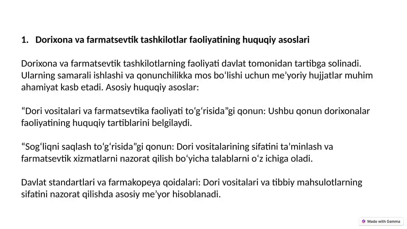 Dorixona va farmatsevtik tashkilotlar faoliyatining huquqiy asoslari 3