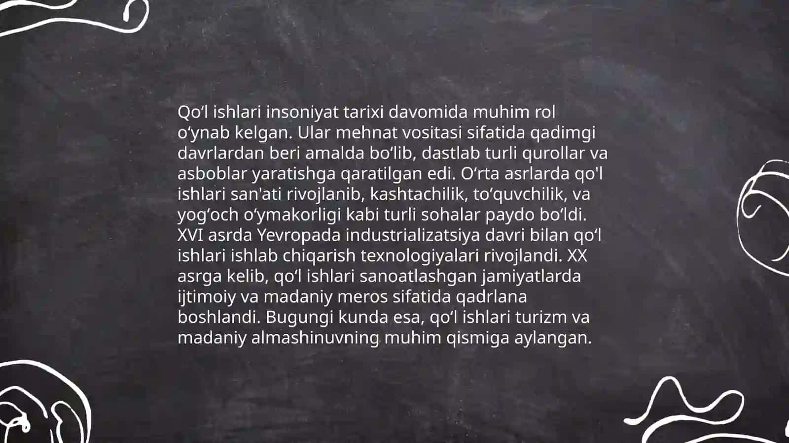 Qoʻl ishlari haqida umumiy maʼlumot va ish oʻrniga qoʻyiladigan talablar,dars rejasini tuzish va oʻtkazish 3