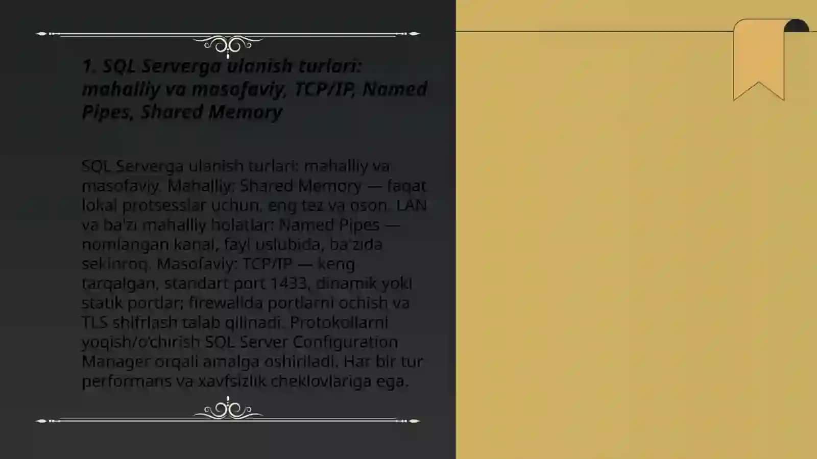 SQL serverda ulanish SQL serverda cheklashlar Mauvzusi bõyicha taqdimot tayyorlash 3