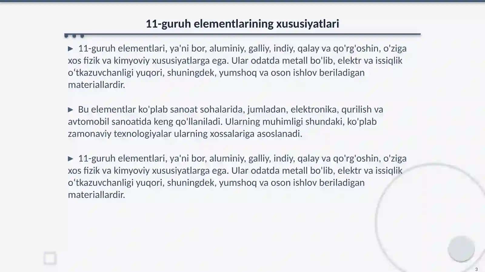 11-guruh elementlarining O'zbekistonda va dunyoda tarqalishi 3
