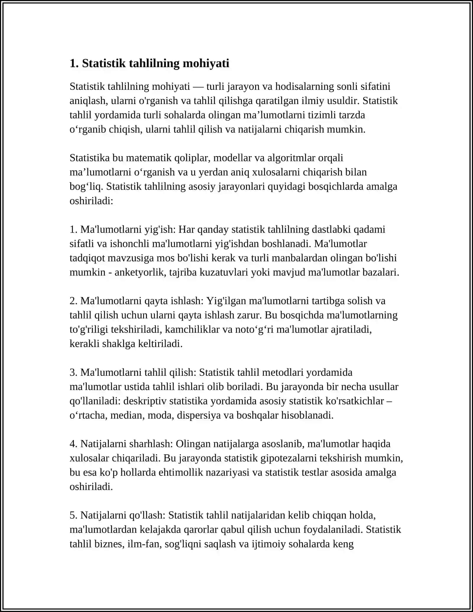 STATISTIK GRUHLASH MOHIYATI VAAHAMIYATI 3