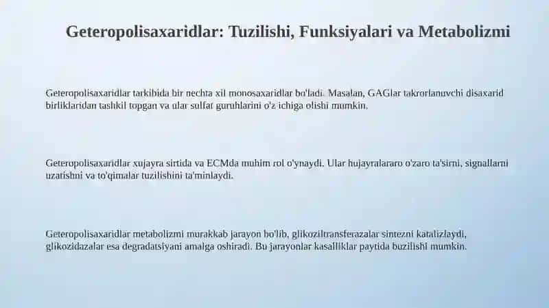 Geteropolisaxaridlarning ontogenez va kasalliklarda oʻzgarishi 3