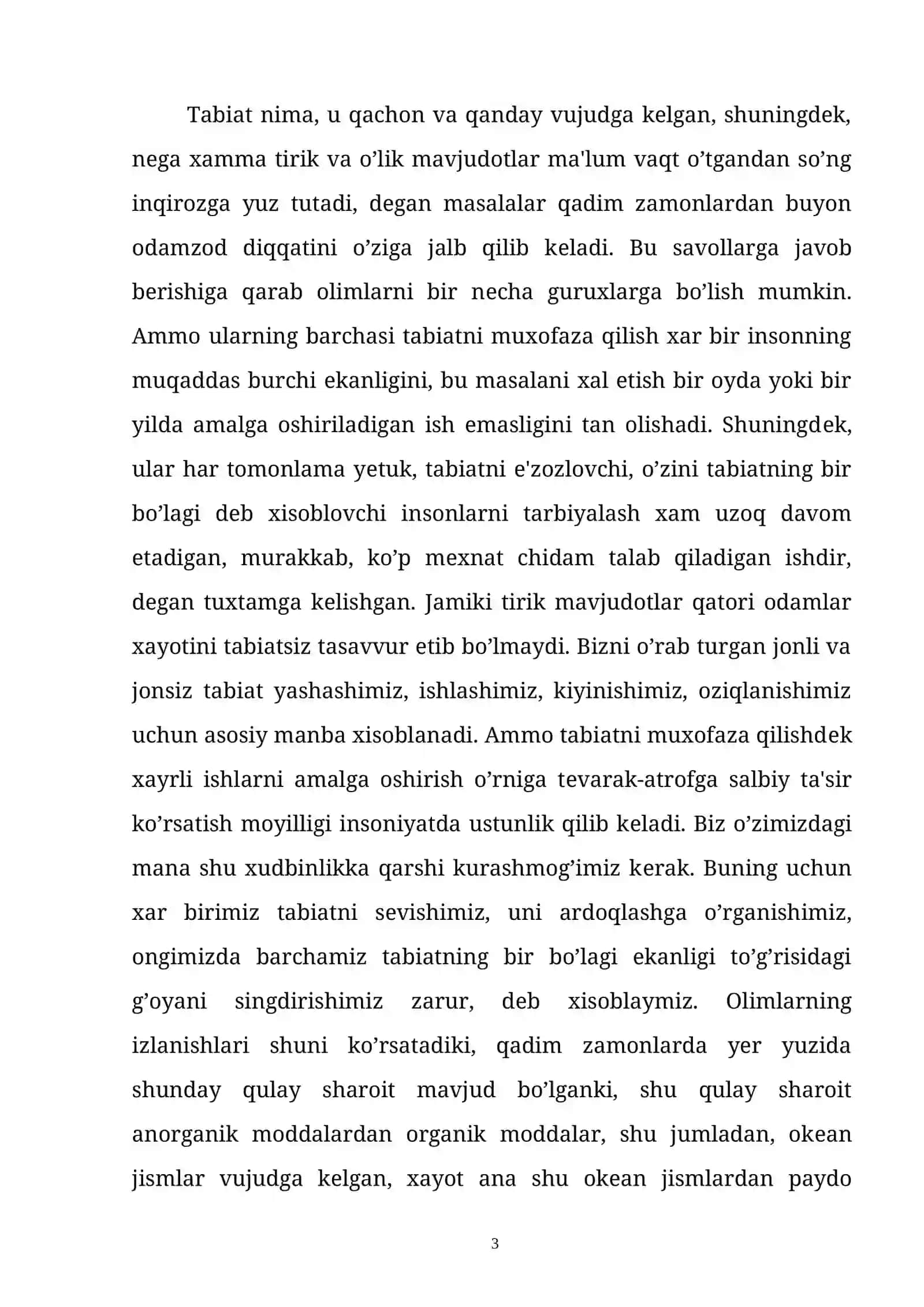 Tabiatni muhofaza qilish muammosining kelib chiqishi 3