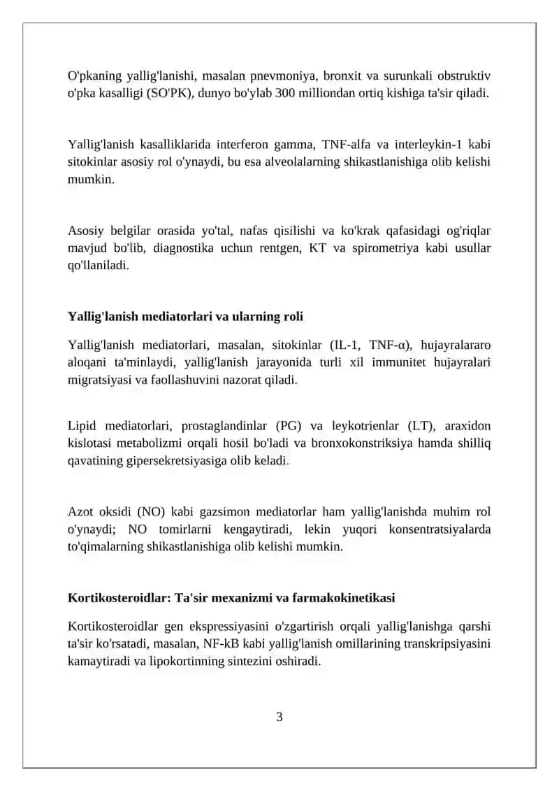 O’pkaning yallig’lanish kasalliklarida ishlatiladigan dorilar klinik farmakologiyasi 3
