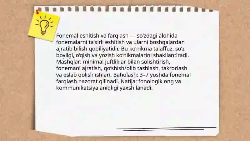 Fonemal eshitish va farqlash 3
