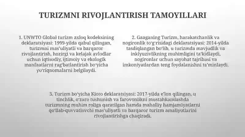 Turizm Sohasidagi Xalqaro Huquqiy Deklaratsiyalar 3