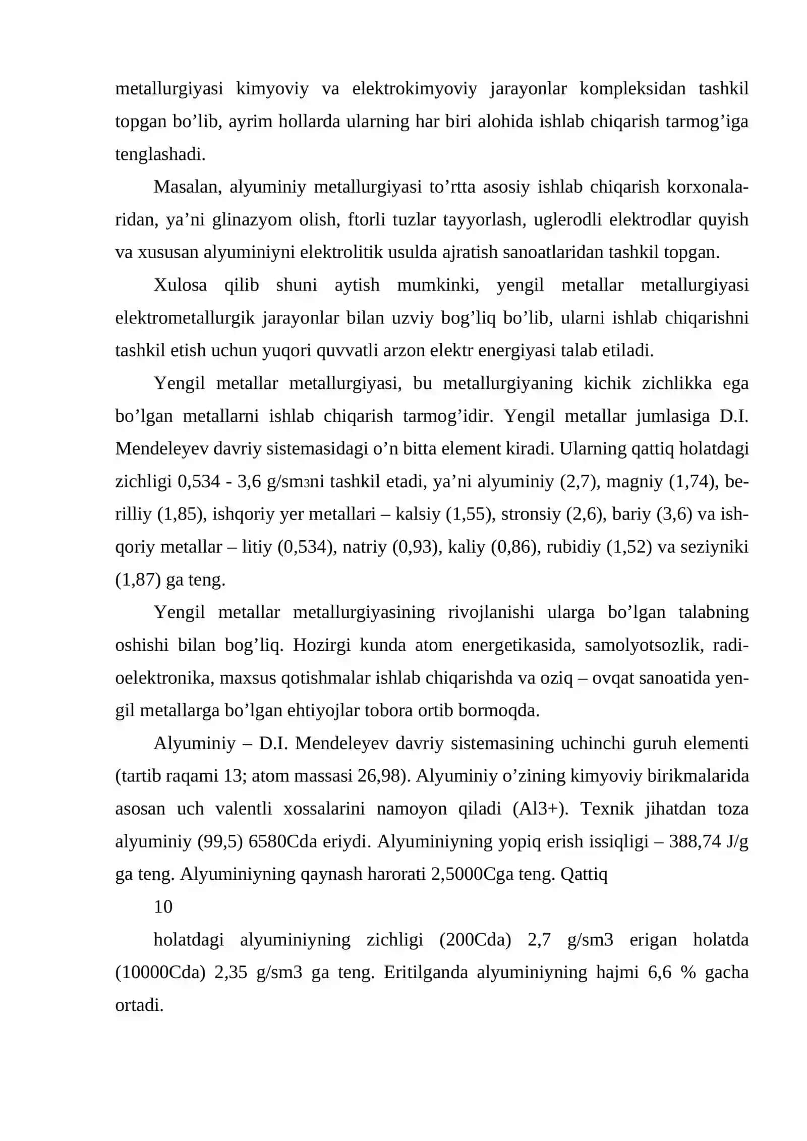 Alyuminiy metallurgiyasining xom ashyo bazasi. Alyuminiyning xususiyatlari, texnikada 3