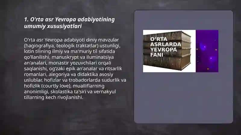 Orta asirlar va uygonish davri adabiyoti 3