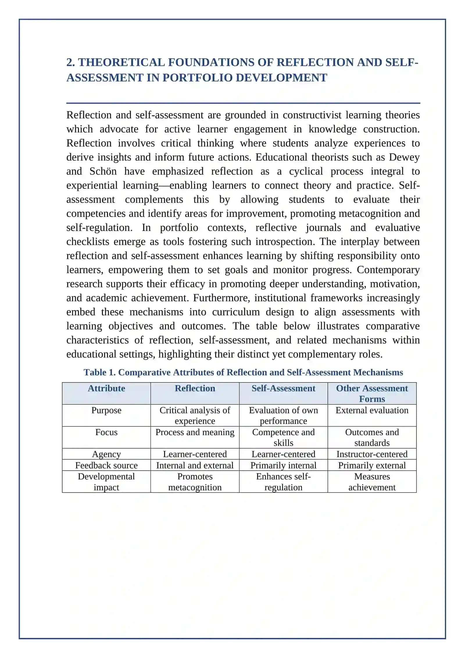 The Role of Reflection and Self-Assessment Mechanisms in the Formation of Student Portfolios 3