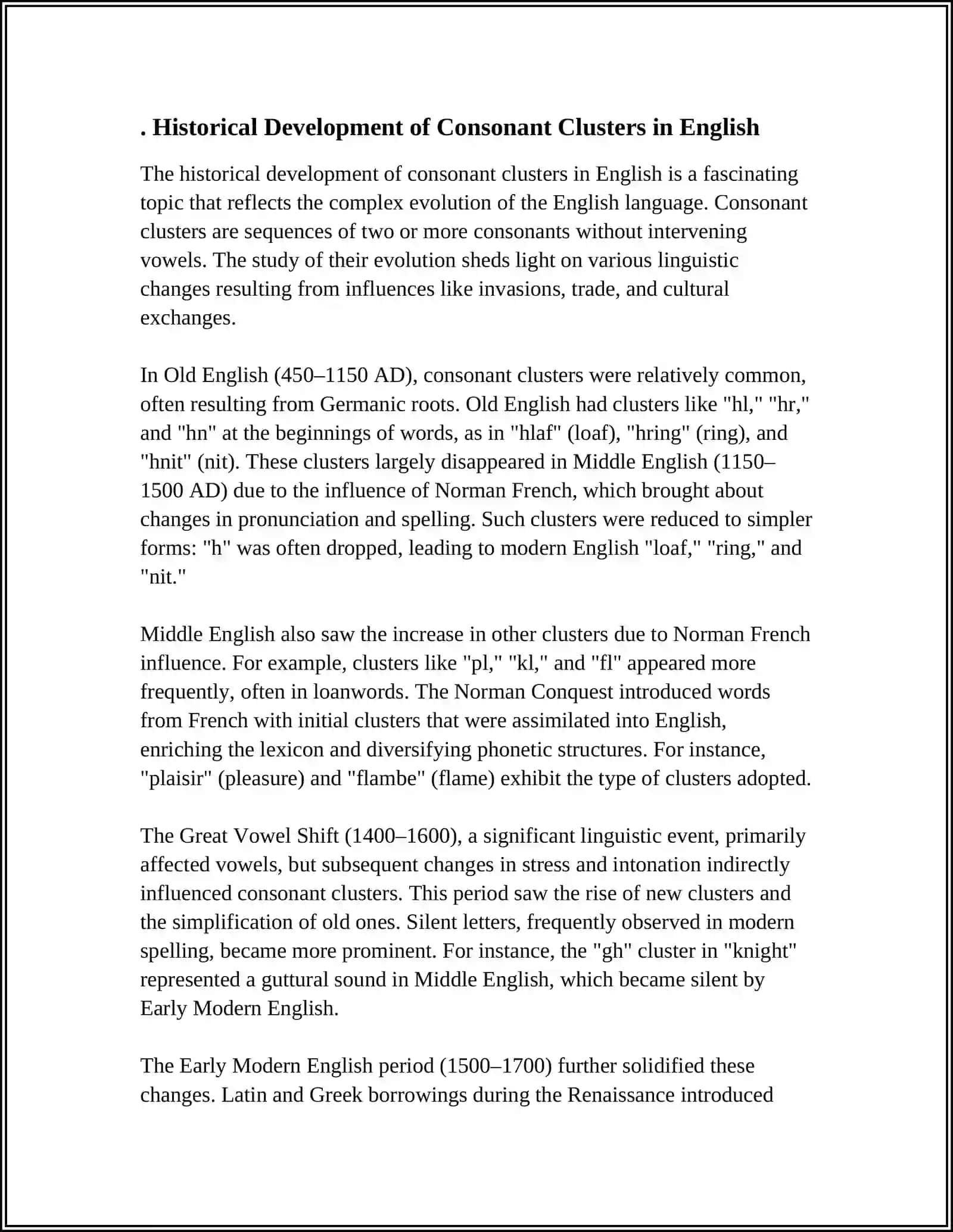 Historical Development of Consonant Clusters in English 3