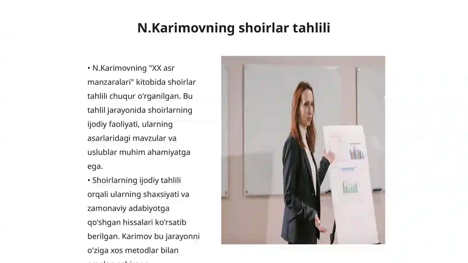 N.Karimovning "XX asr manzaralari kitobidan" Ikki shoir ikki javohir boʻlimini oʻqib oʻrganish 3
