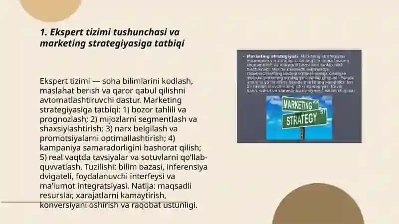 Ekspert tizimi yordamida marketing strategiyasi 3