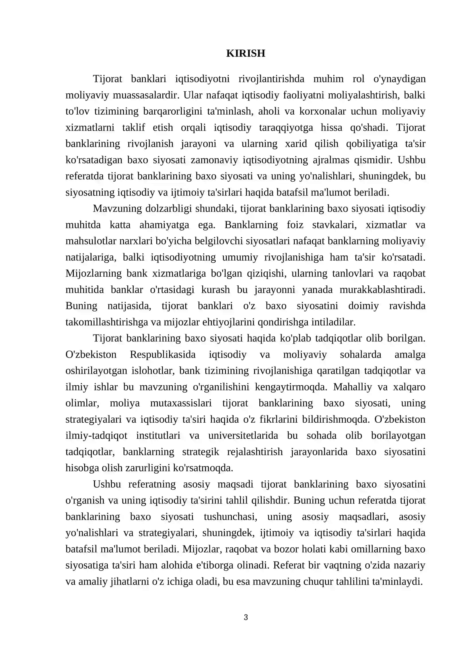 Tijorat banklari baxo siyosati va uning yo'nalishlari 3