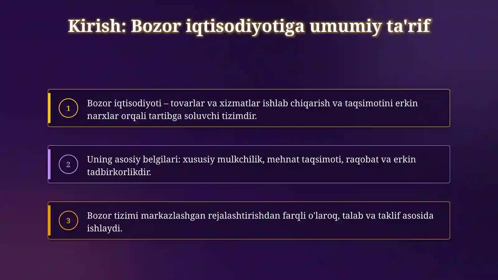 Bozor iqtisodiyoti, uning vujudga kelishi va rivojlanishining shart-sharoitlari 3