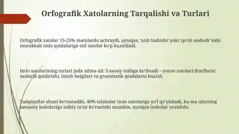 Orfografik Xatolarning Tarqalishi va Turlari 3