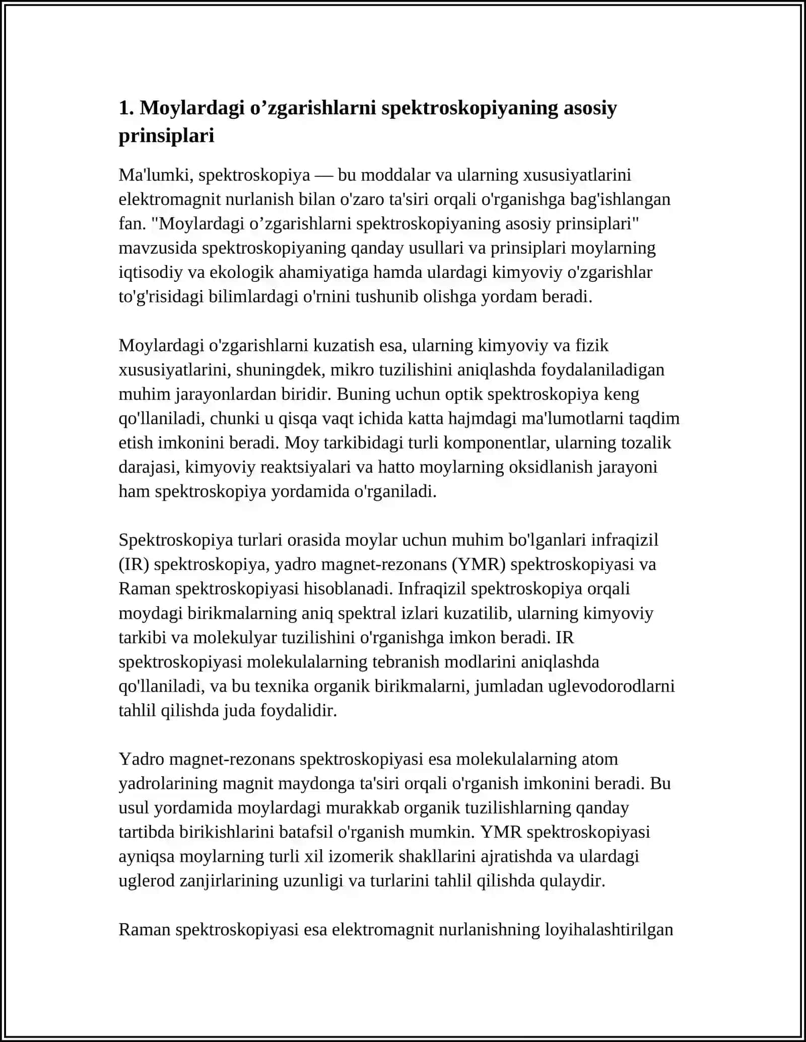 MOYLARDAGI OʼZGARISHLARNI SPEKTROSKOPIK KUZATISH 3