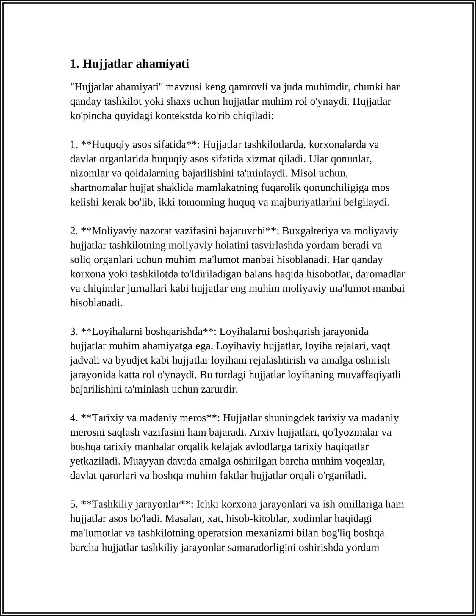 HUJJATLARNING MUHIMLIK QIYMATINI EKSPERTIZA QILISH, HUJJATLAR YIG'MAJILDLARINI RASMIYLASHTIRISH 3