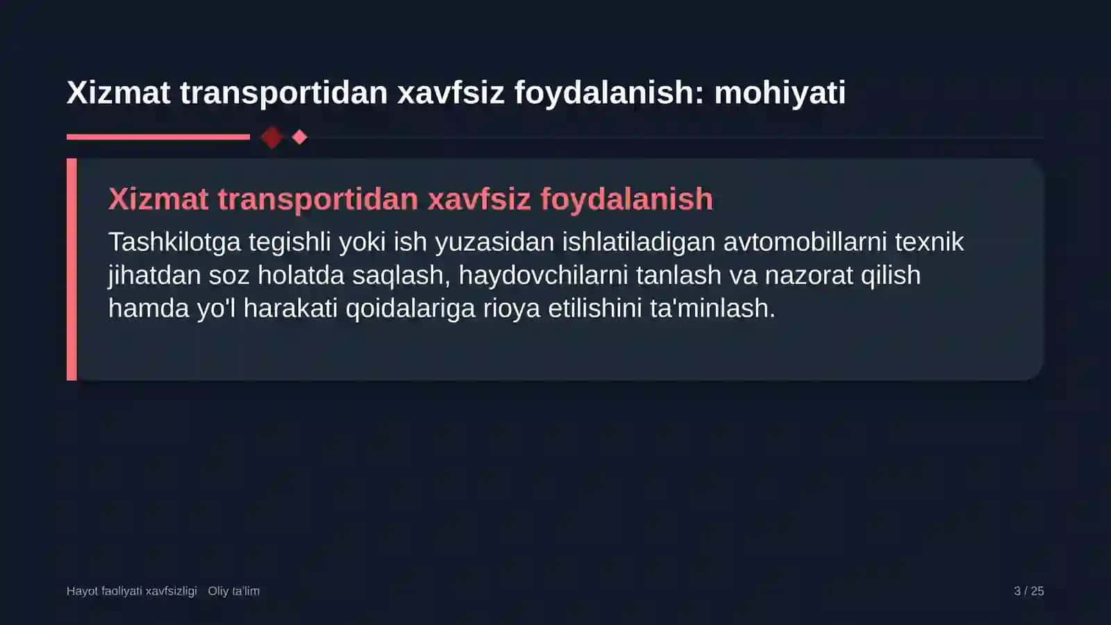 texnikumlarda xizmat transportidan xavfsiz foydalanish 8975 3