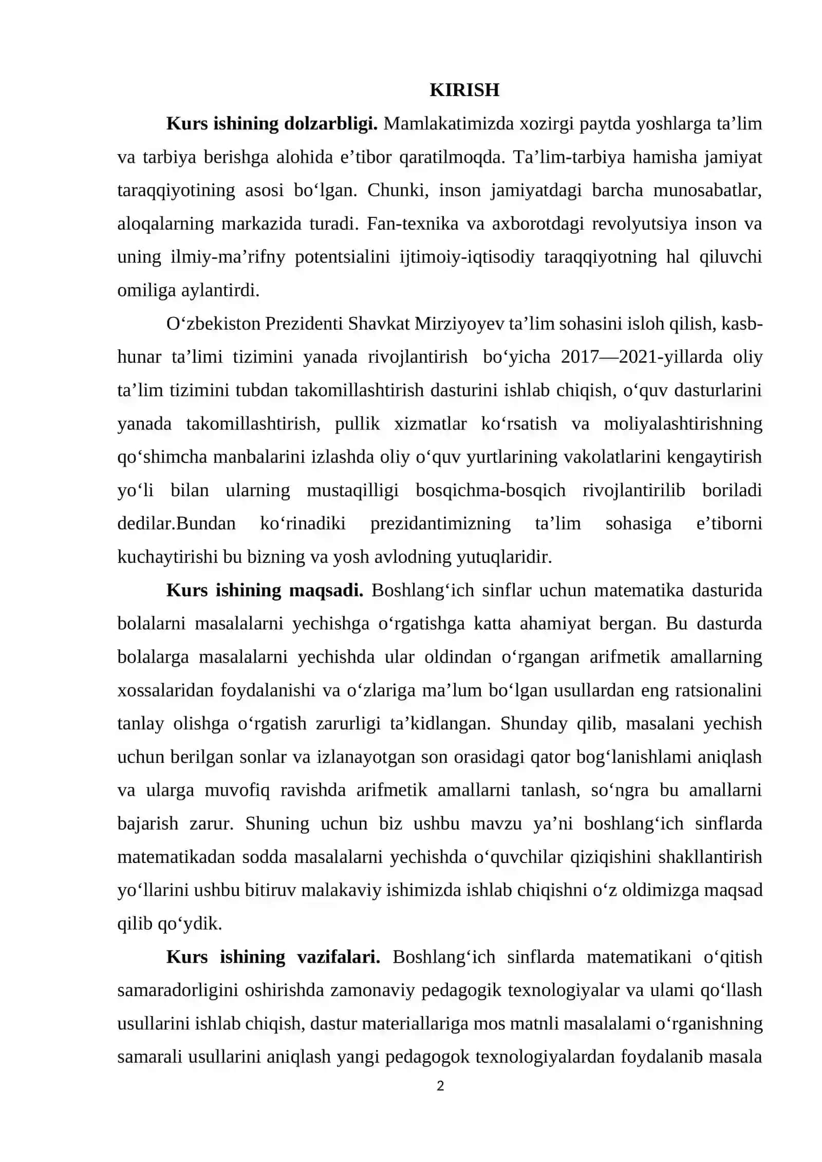 Boshlang’ich sinfda matematikadan tafakkurni, mantiqiy fikrlashga rivojlantiruvchi ijodiy topshiriq tarzida masalalar ustida ishlash metodikasi (1-2-sinf misolida) 3