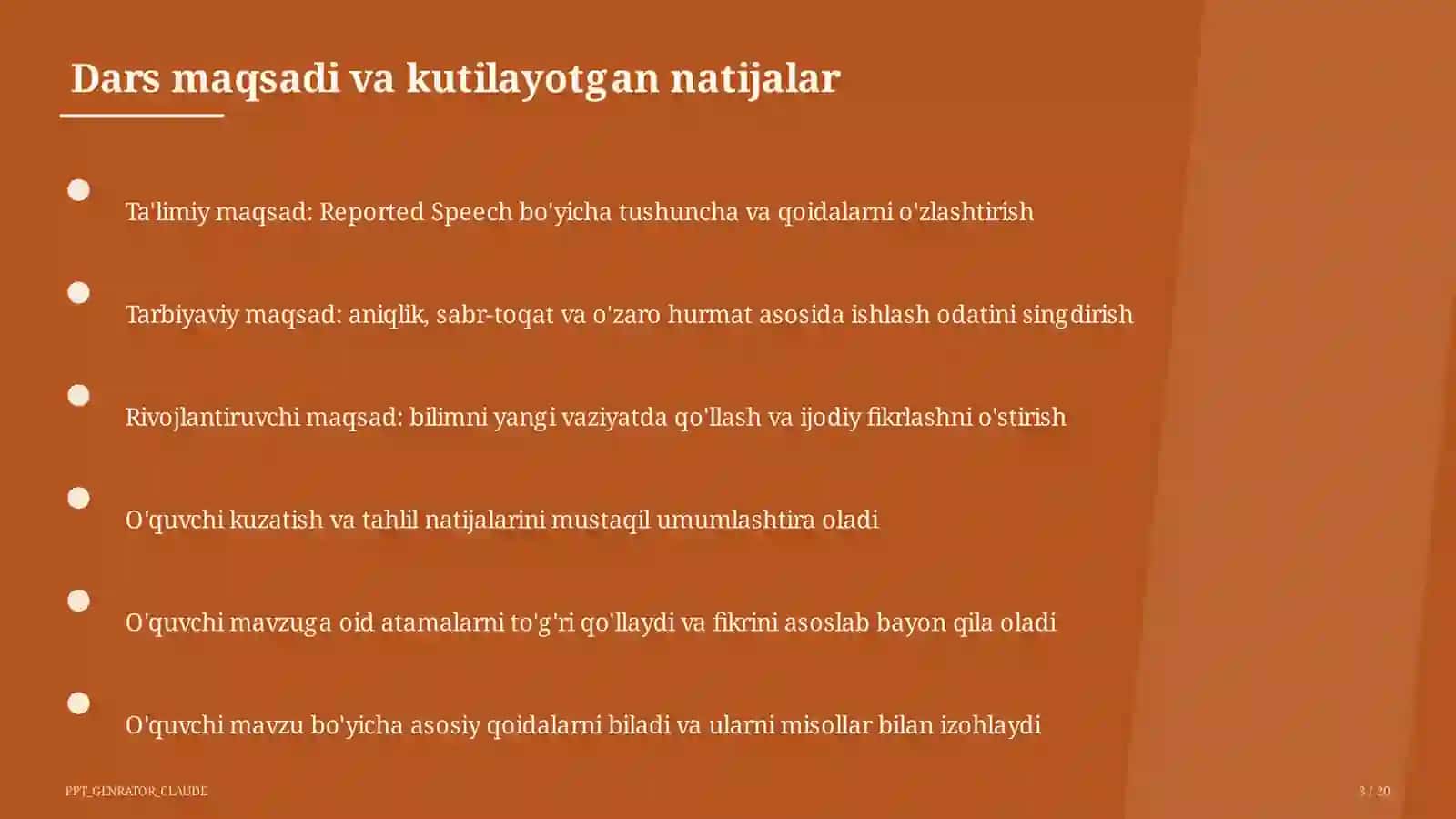 Reported Speech (9-sinf) 3