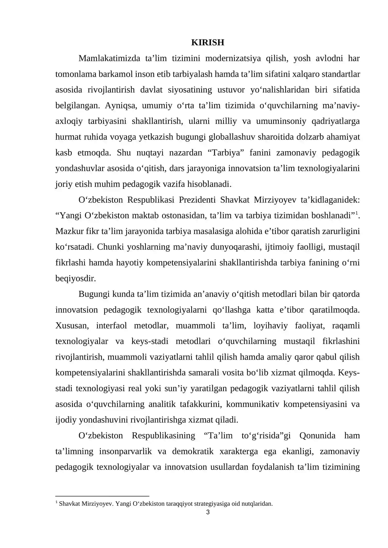 Tarbiya fanini o‘qitishda innovatsion ta’lim texnologiyalaridan foydalanishga doir keys-stadi bilan ishlash 3
