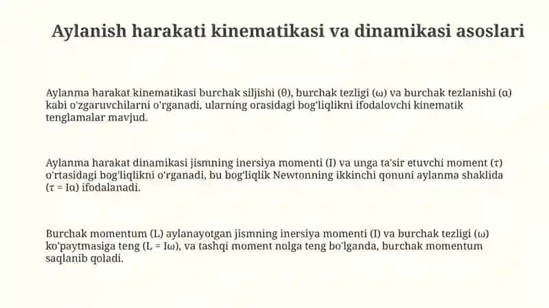 Aylanma harakat mexanikasi qonunlari 3