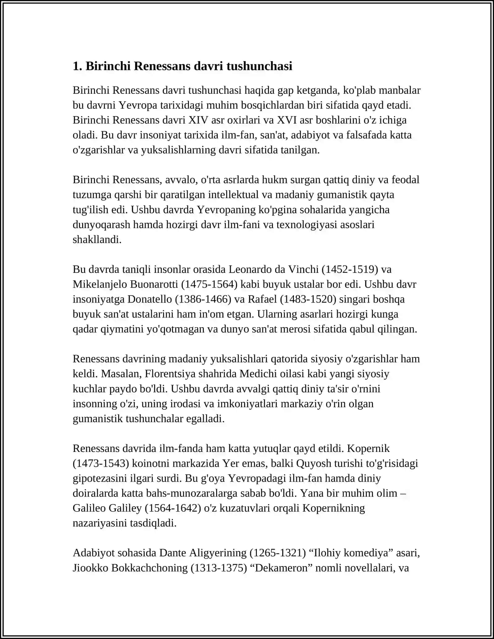 BIRINCHI RENESANS 3