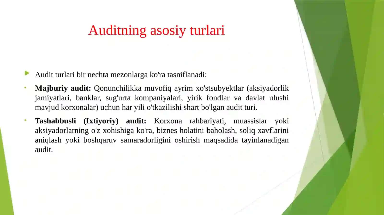 Audit turlari va funksional tasnifi 3