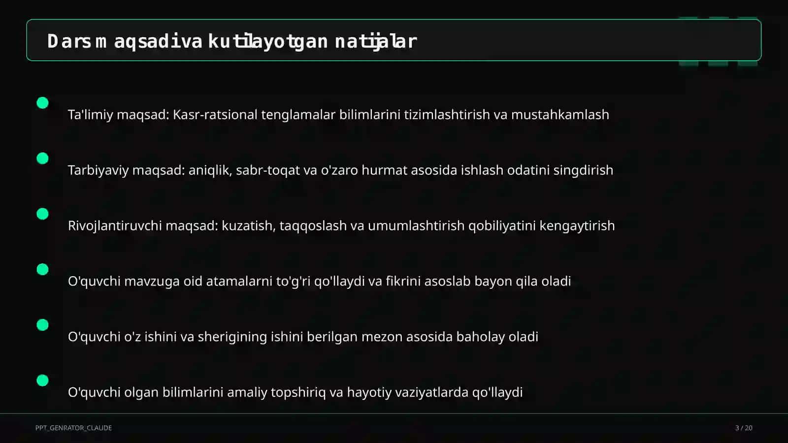 Kasr-ratsional tenglamalar (8-sinf) 3