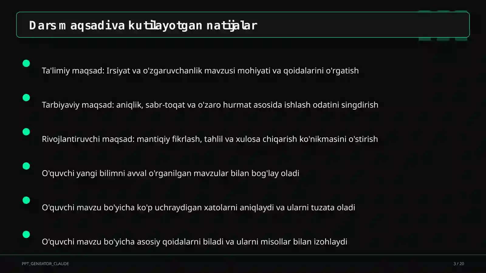 Biologiya (5-11) - mustaqil o'rganish 3