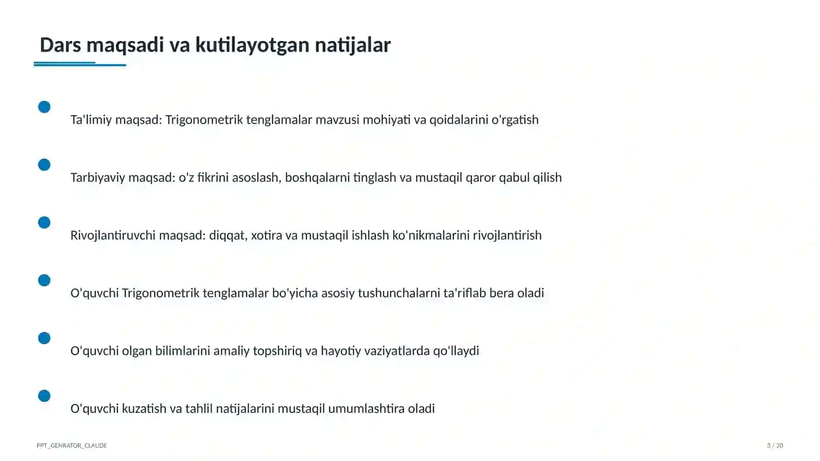 Trigonometrik tenglamalar (10-sinf) 3