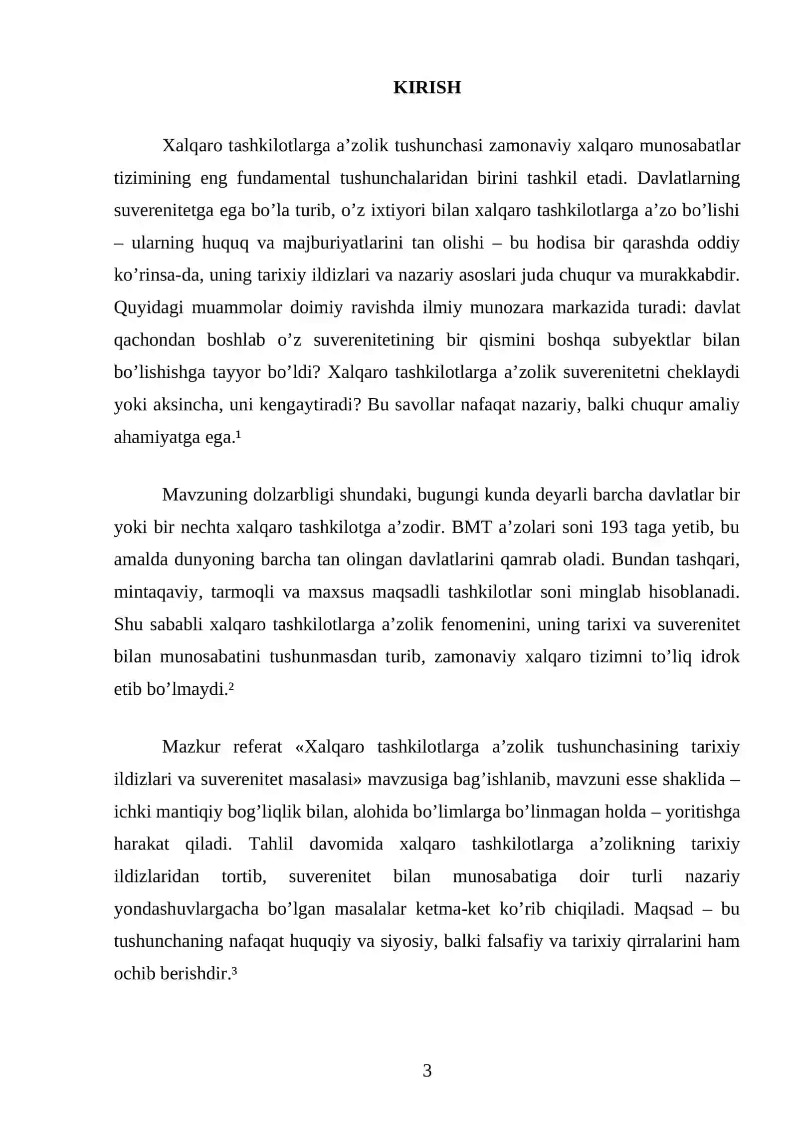 Xalqaro tashkilotlarga a’zolik tushunchasining tarixiy ildizlari va suverenitet masalasi 3